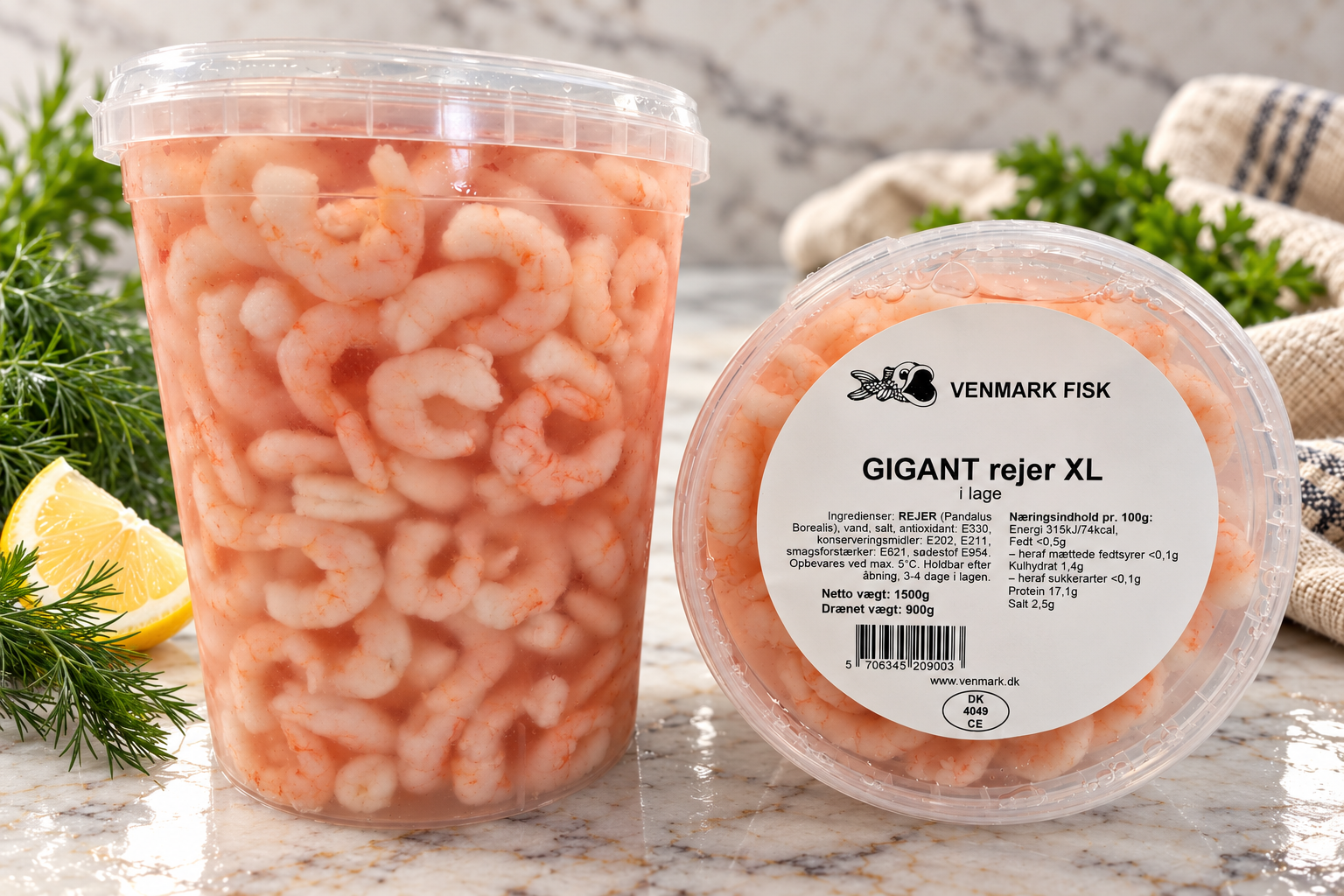 Gigant rejer XL i lage 1500 g