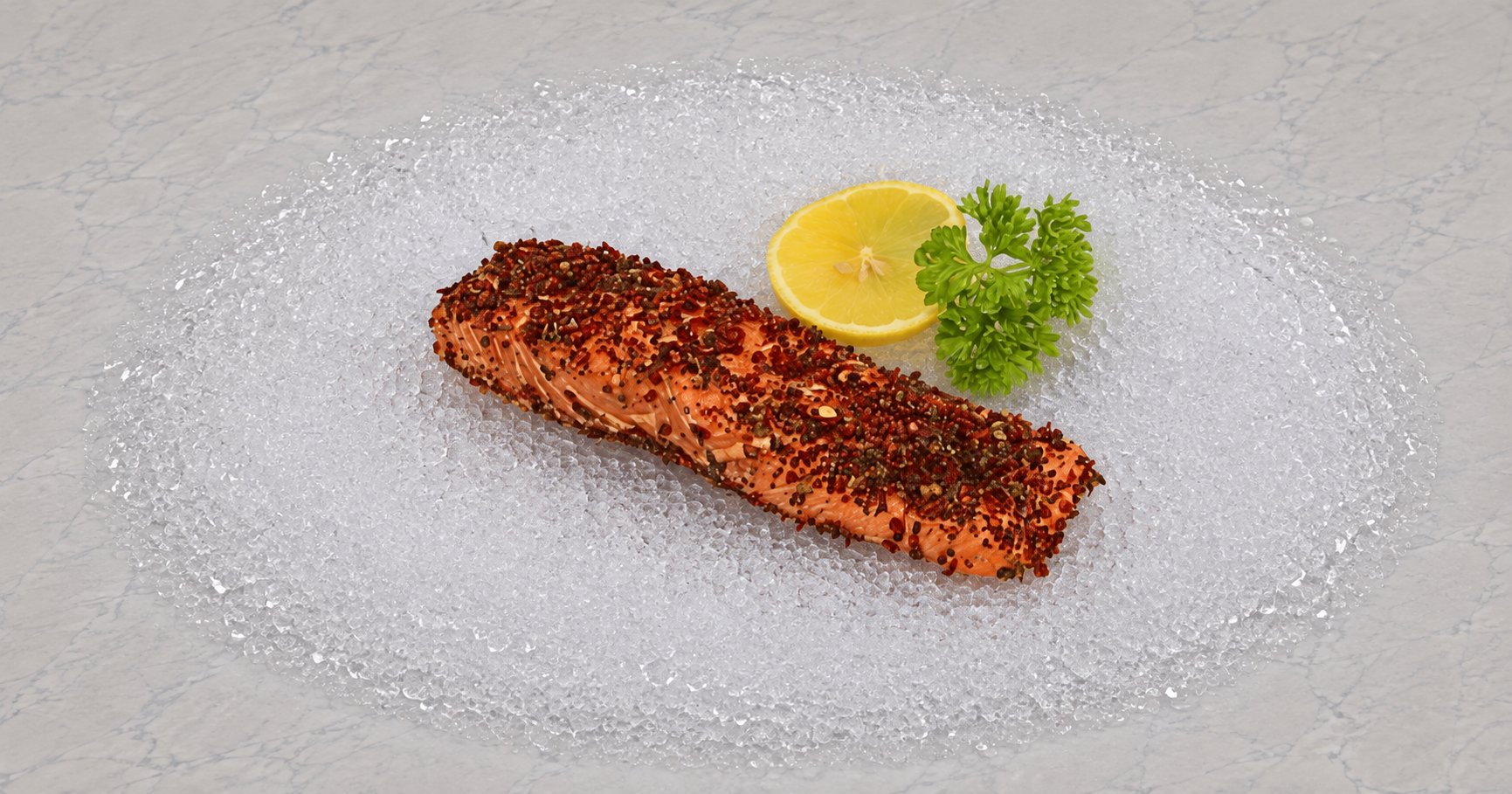 Hot smoked salmon w. red/green bell pepper
